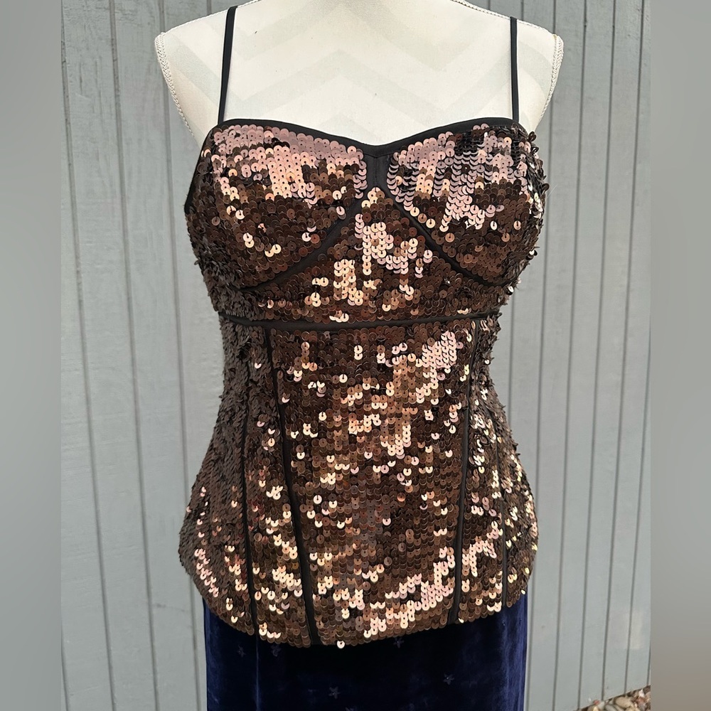 Brown Sequin Camisole w/ Built in Bra